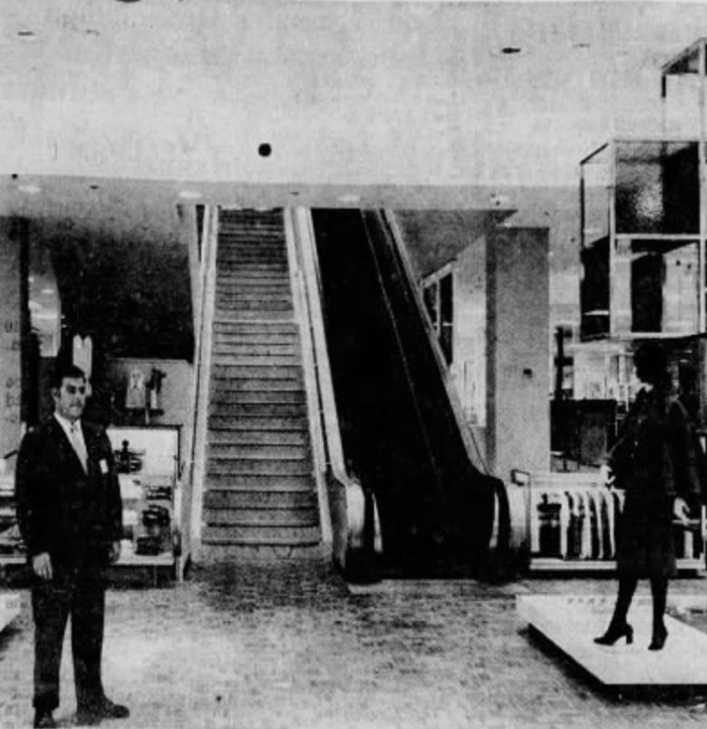 Gimbels escalators, 1970